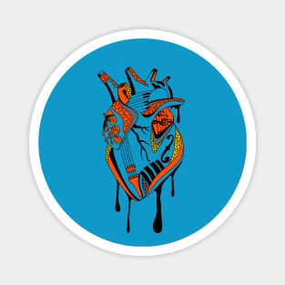 Orange Blue Musical Heart Magnet